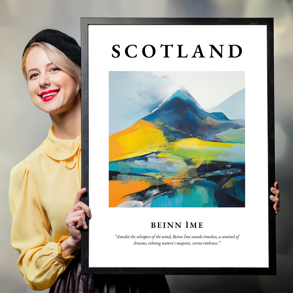 Person holding a poster of Beinn Ìme