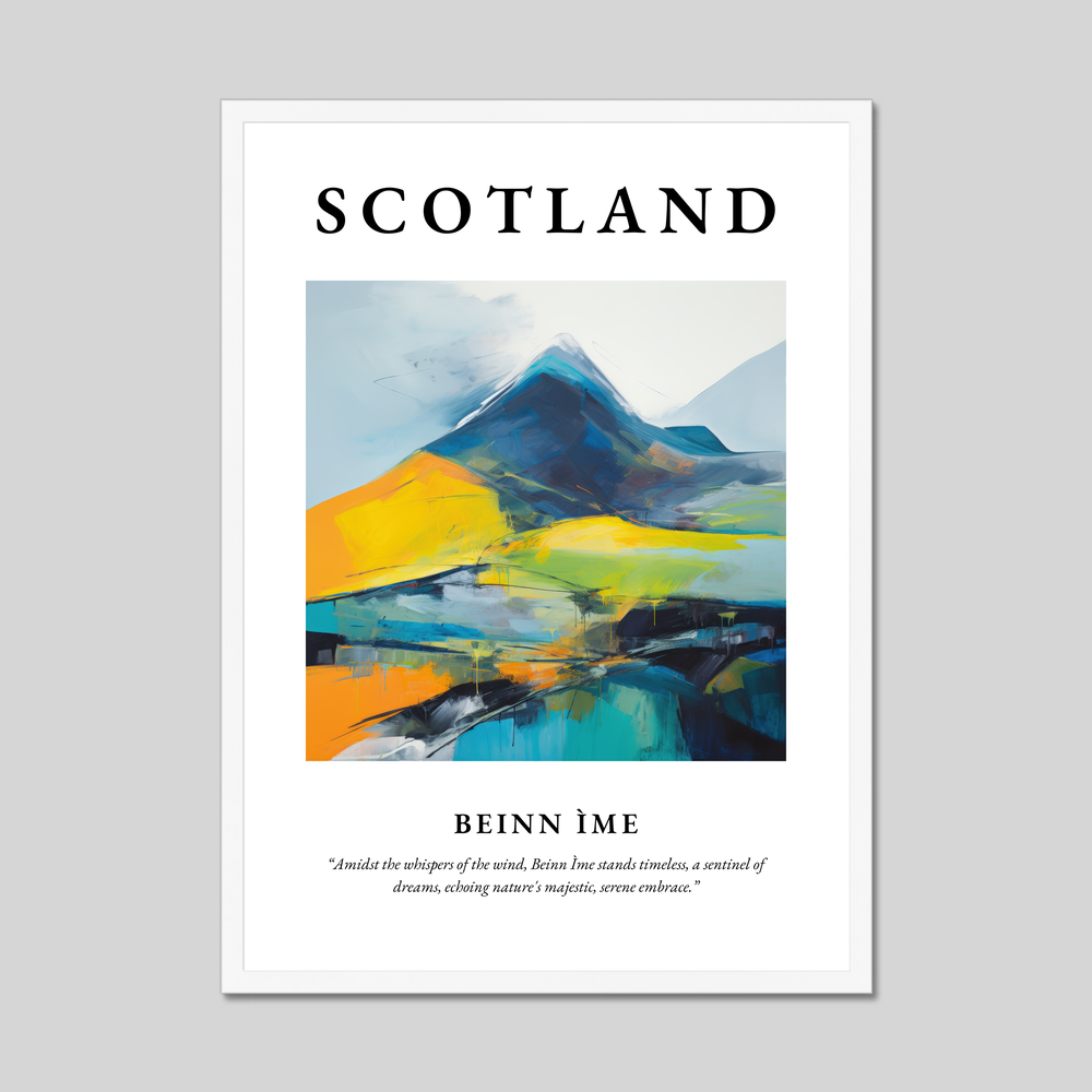 Poster in a white frame with the word Scotland