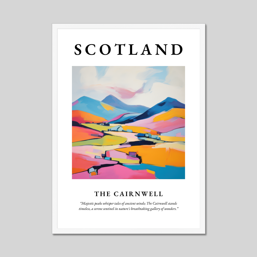 Poster in a white frame with the word Scotland