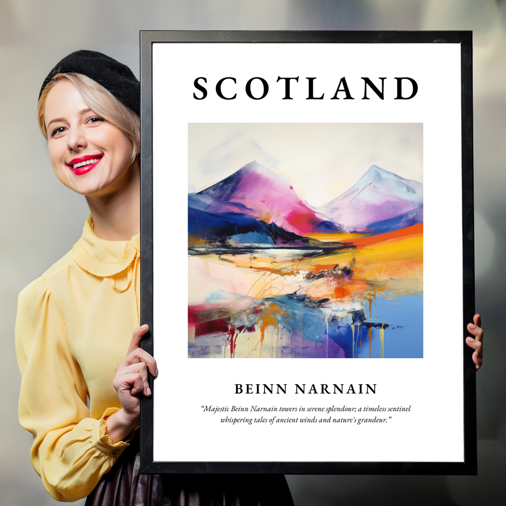 Person holding a poster of Beinn Narnain