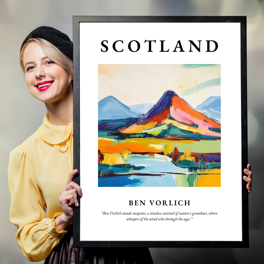 Person holding a poster of Ben Vorlich