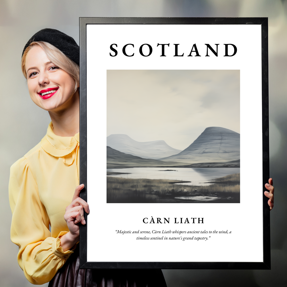 Person holding a poster of Càrn Liath