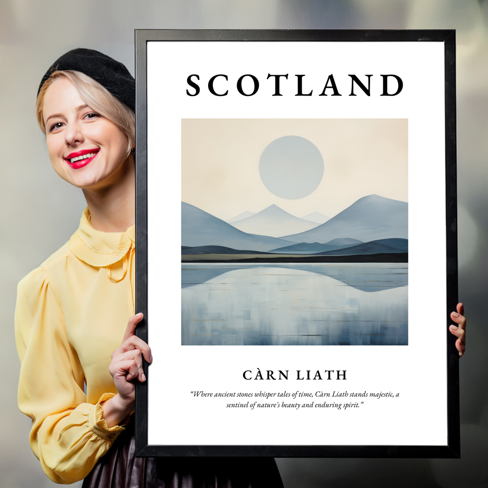 Person holding a poster of Càrn Liath