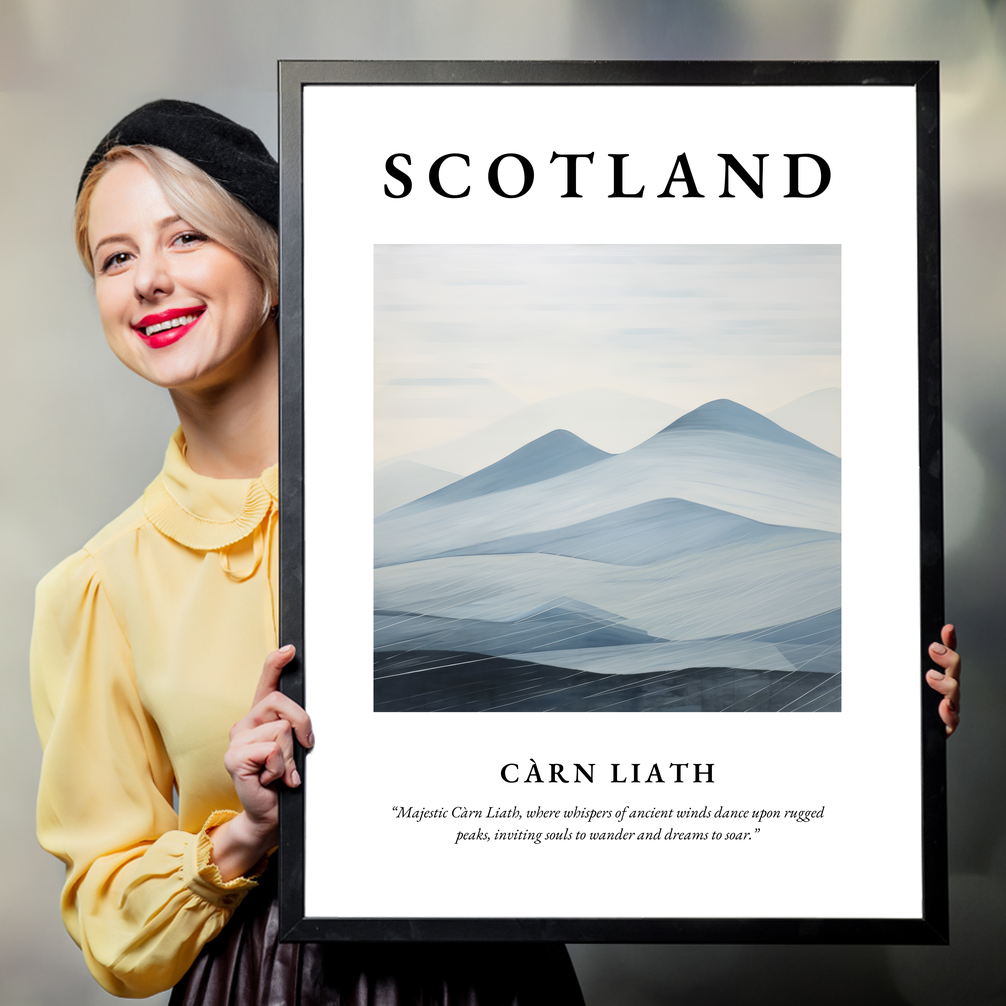 Person holding a poster of Càrn Liath