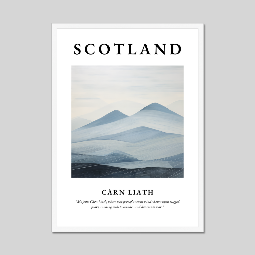 Poster in a white frame with the word Scotland