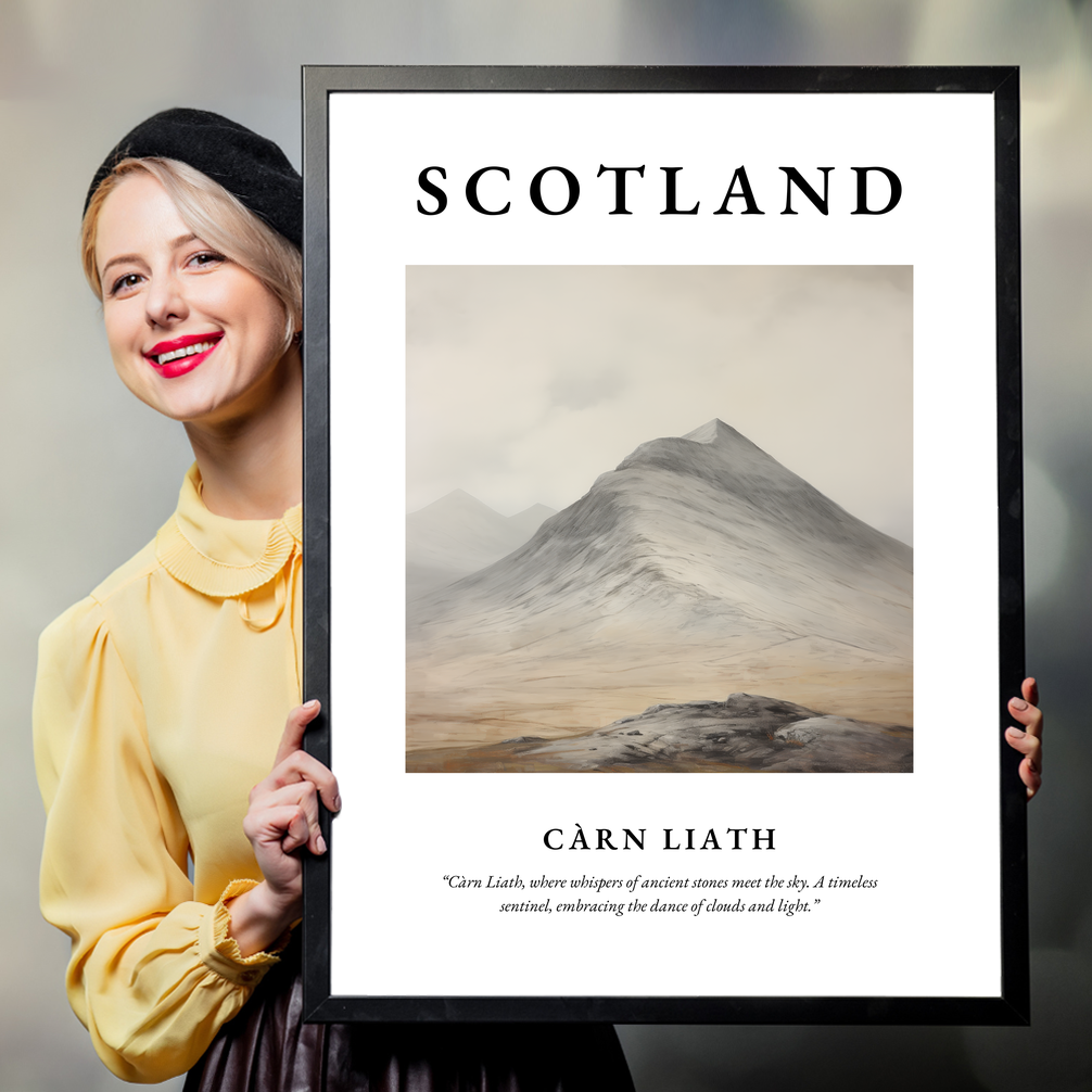 Person holding a poster of Càrn Liath