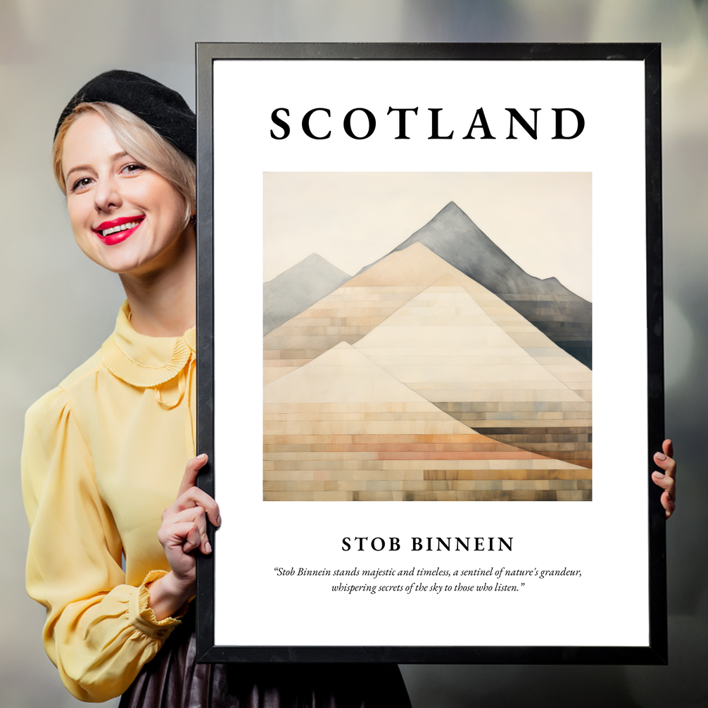 Person holding a poster of Stob Binnein