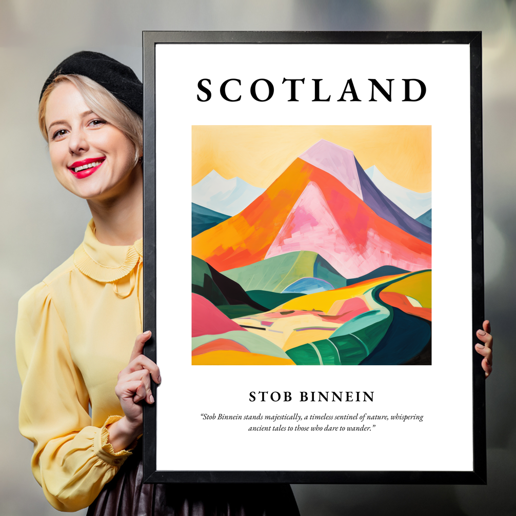 Person holding a poster of Stob Binnein