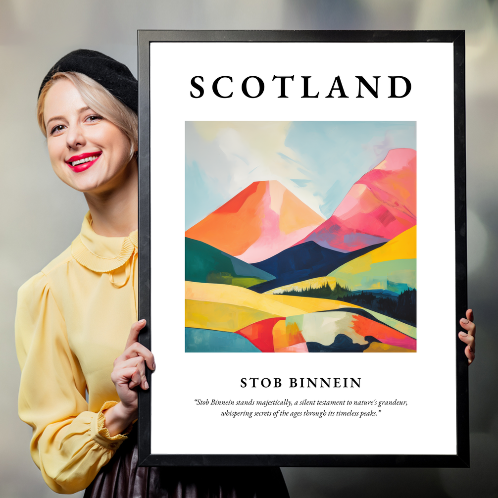 Person holding a poster of Stob Binnein