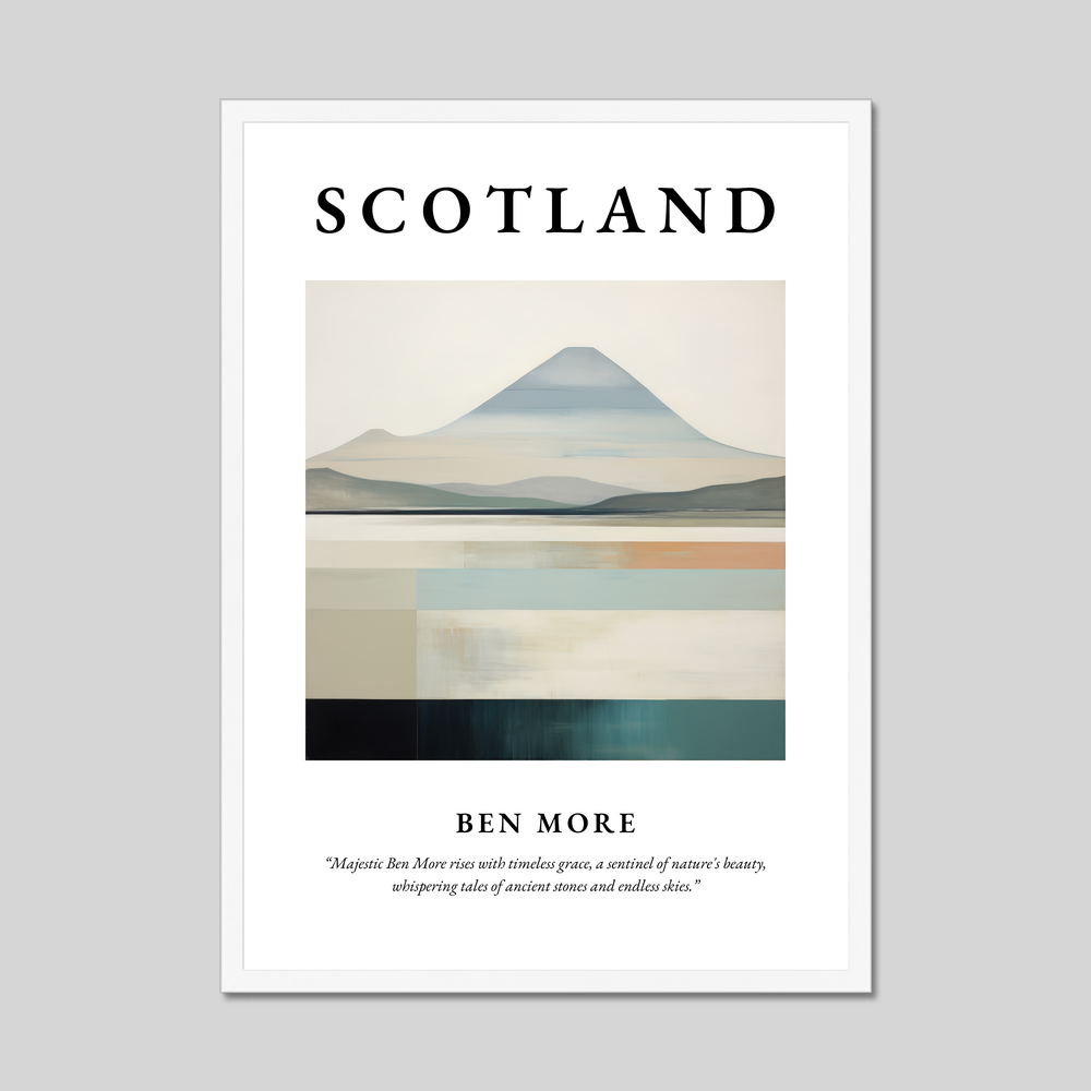 Poster in a white frame with the word Scotland