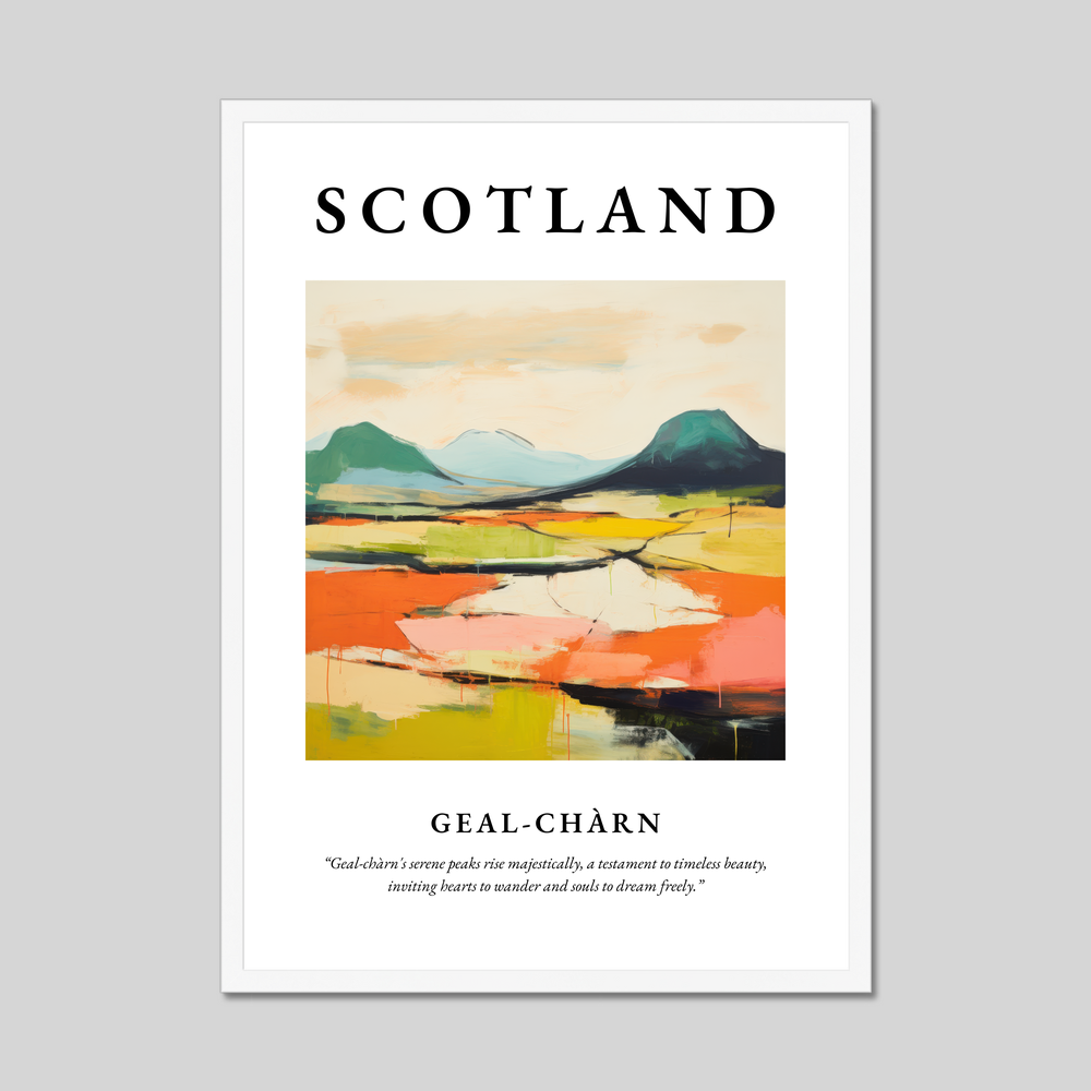 Poster in a white frame with the word Scotland