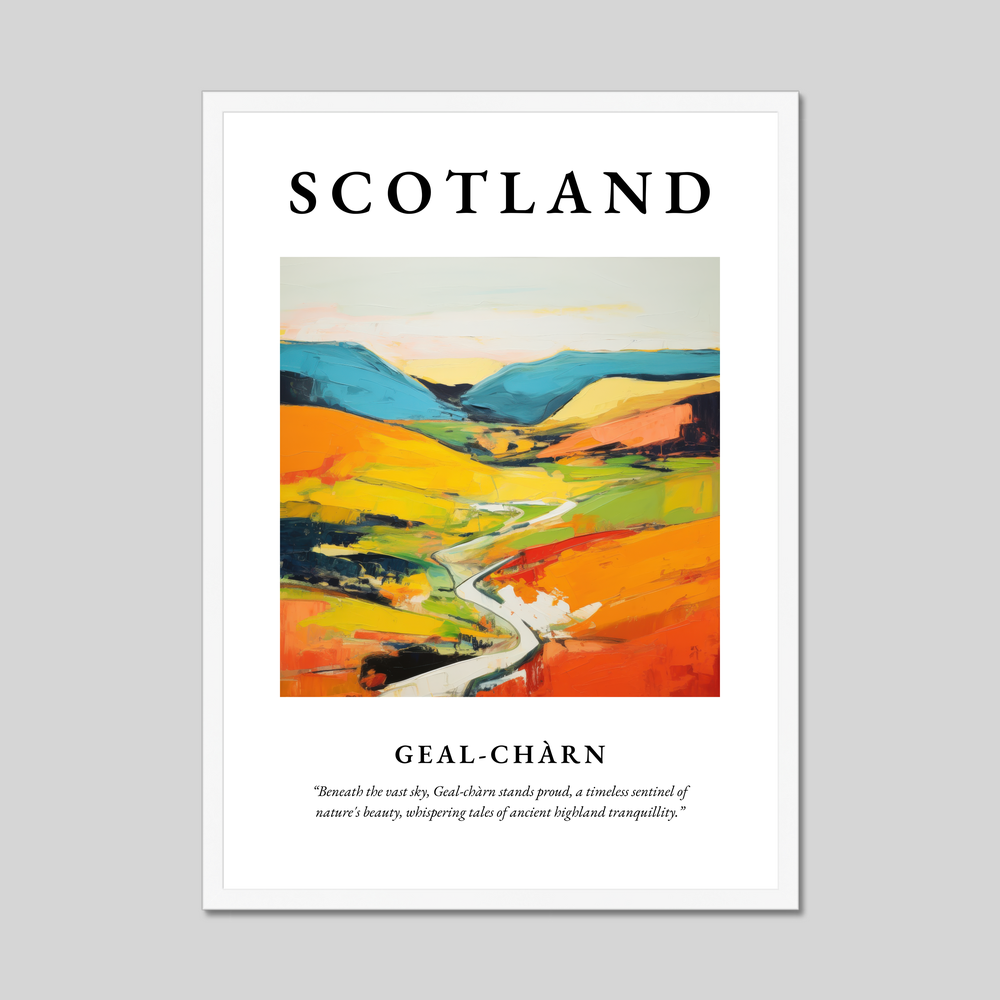 Poster in a white frame with the word Scotland