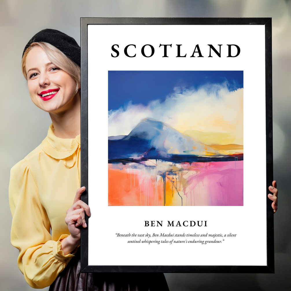 Person holding a poster of Ben Macdui