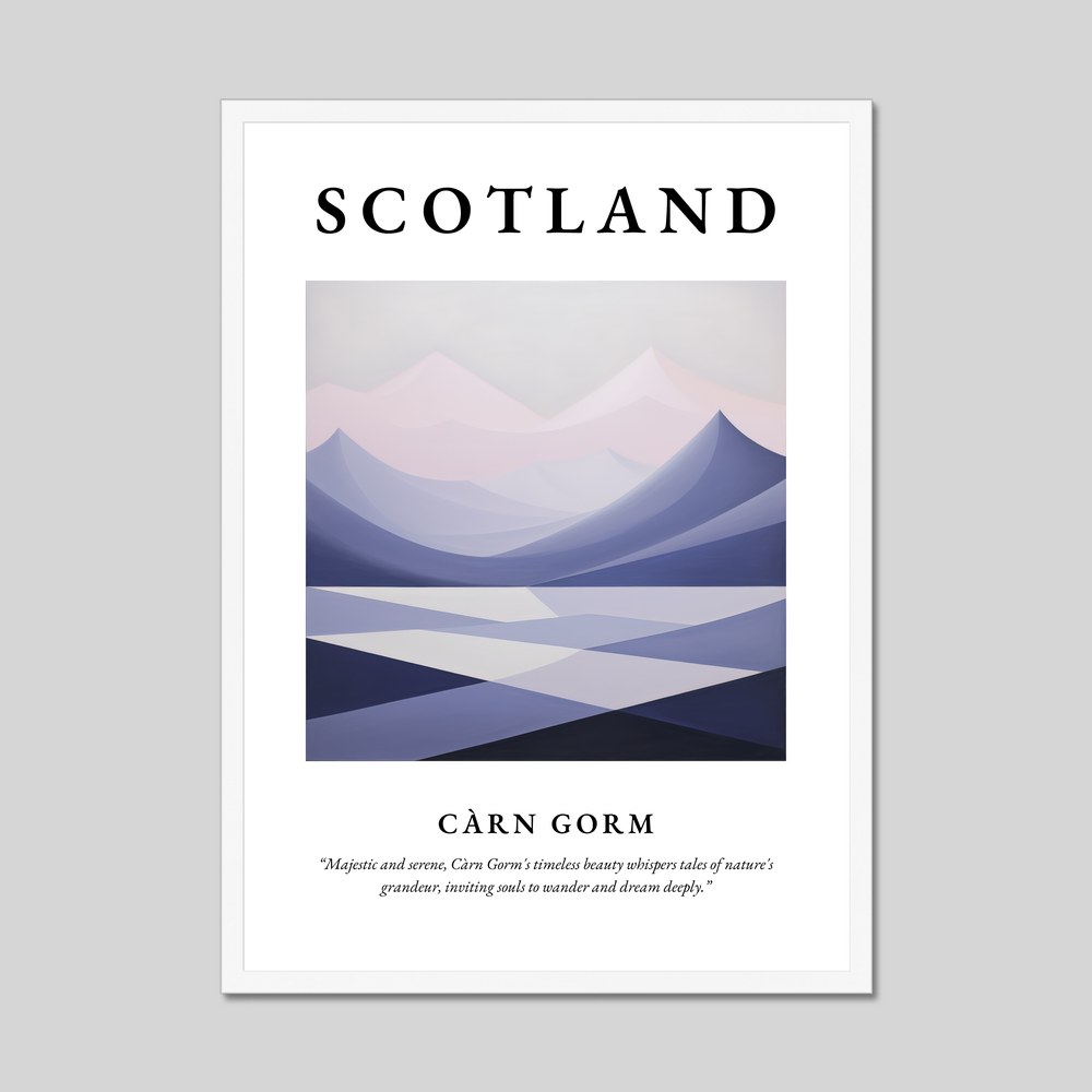 Poster in a white frame with the word Scotland