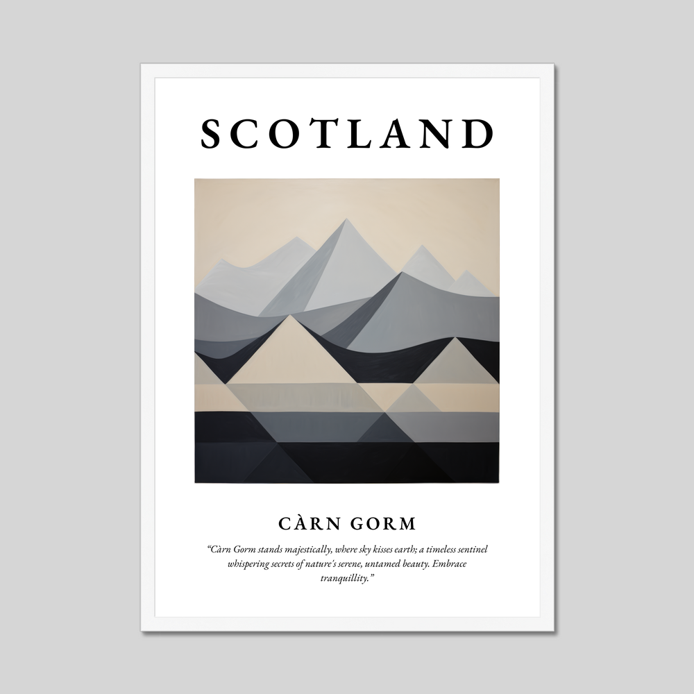 Poster in a white frame with the word Scotland