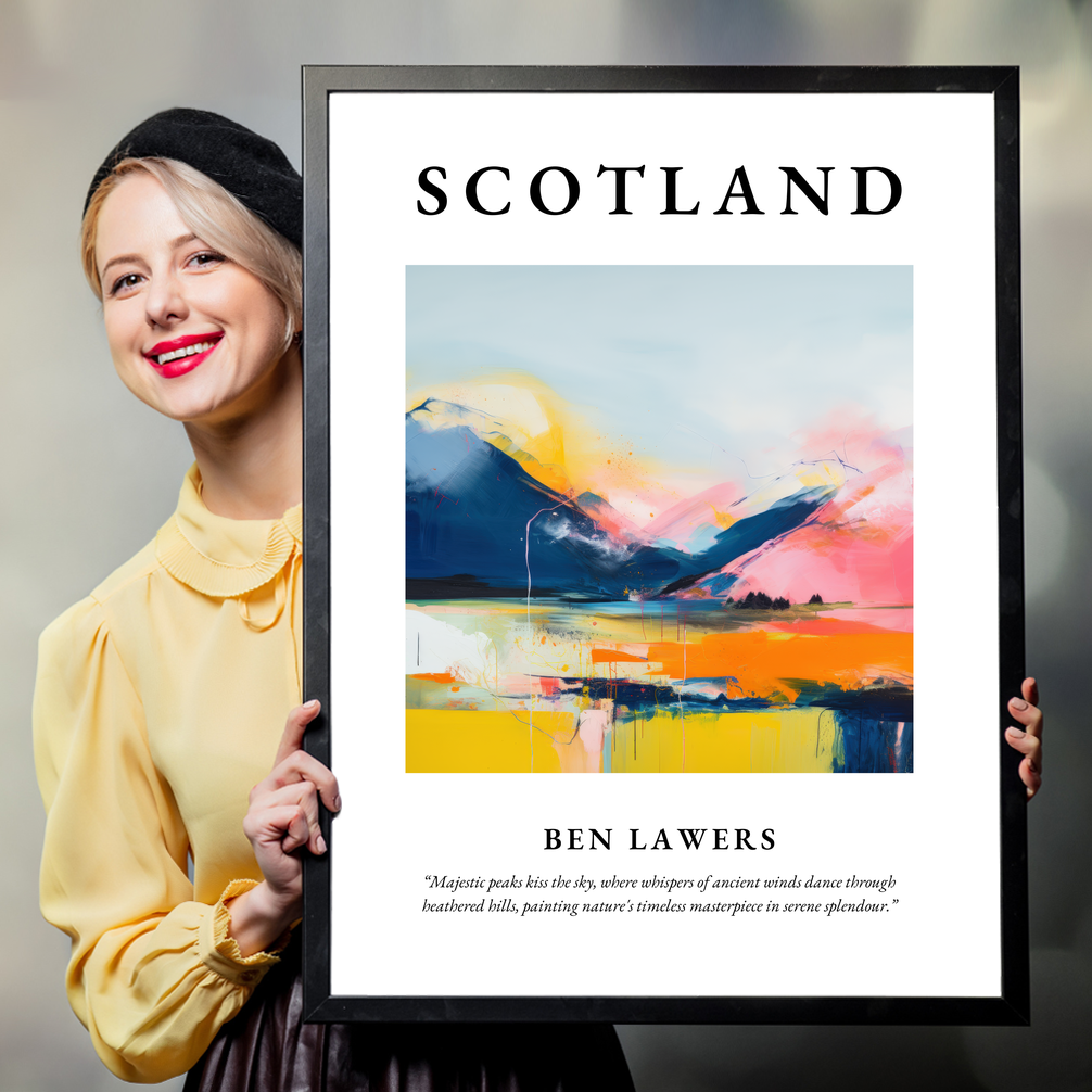 Person holding a poster of Ben Lawers