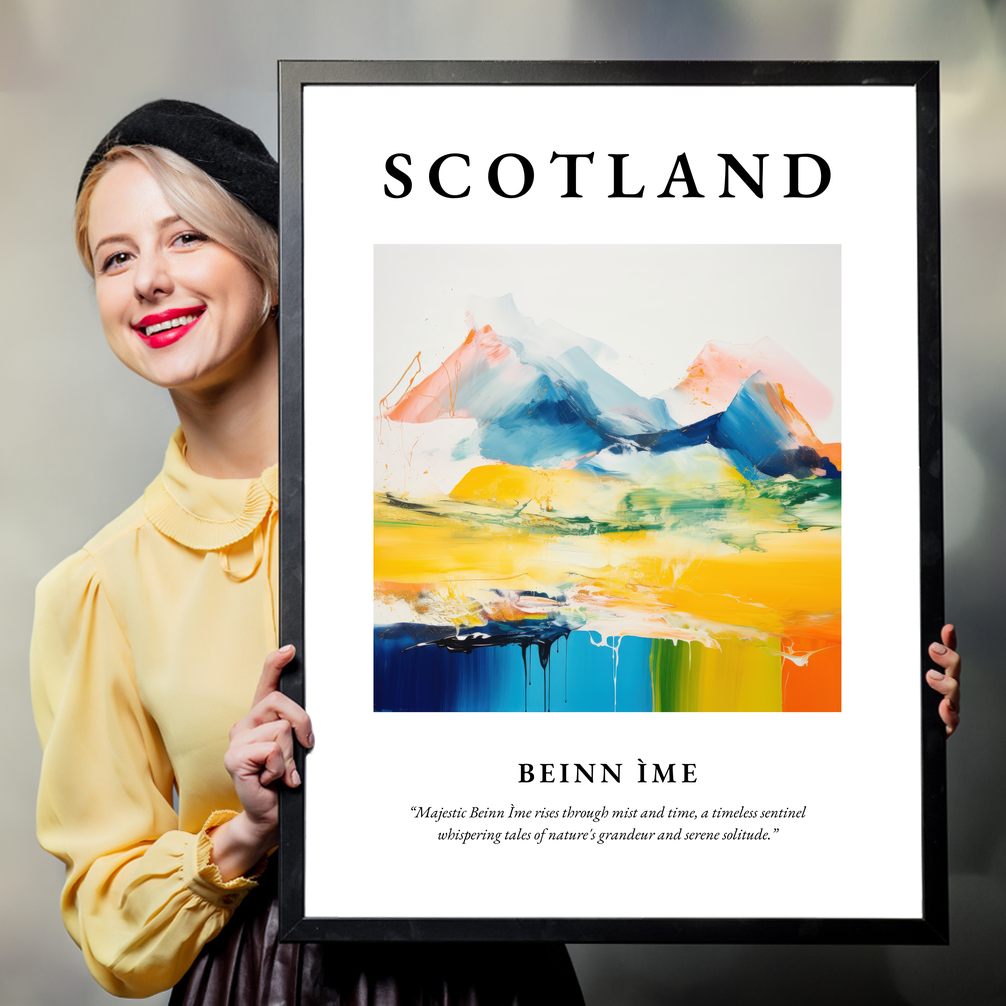 Person holding a poster of Beinn Ìme