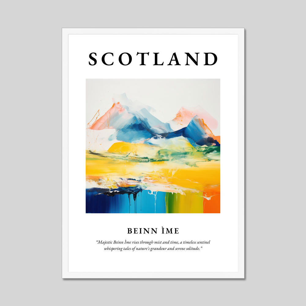 Poster in a white frame with the word Scotland