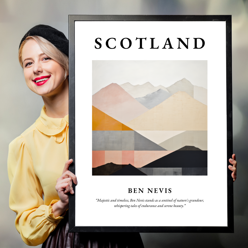 Person holding a poster of Ben Nevis