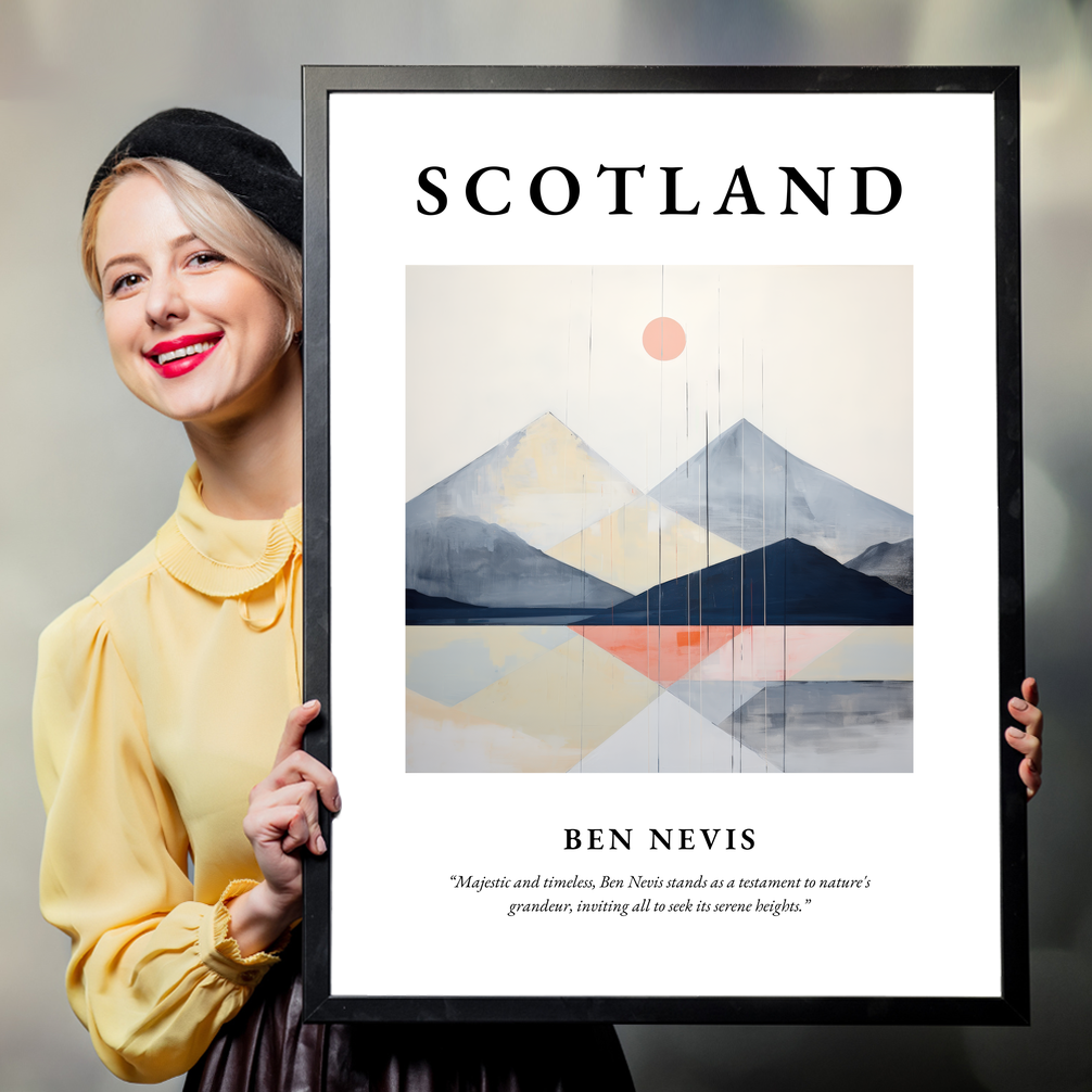 Person holding a poster of Ben Nevis