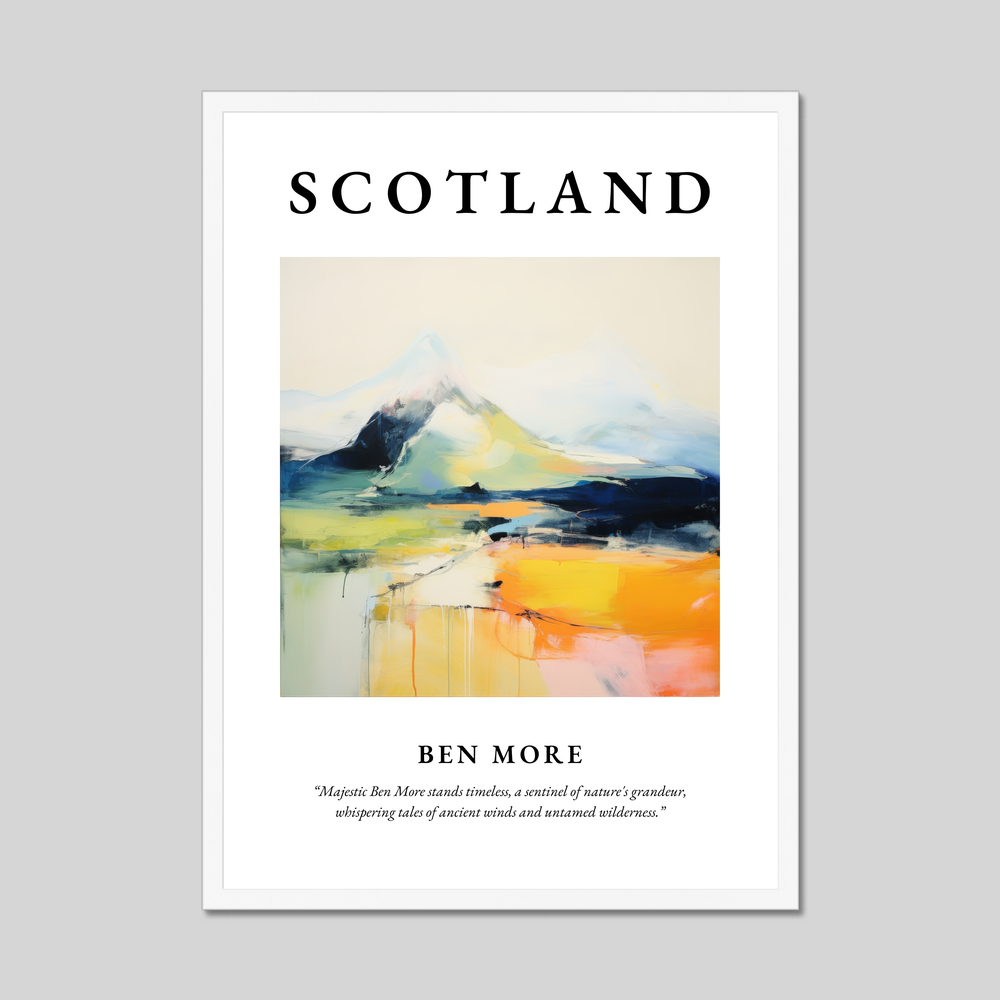 Poster in a white frame with the word Scotland