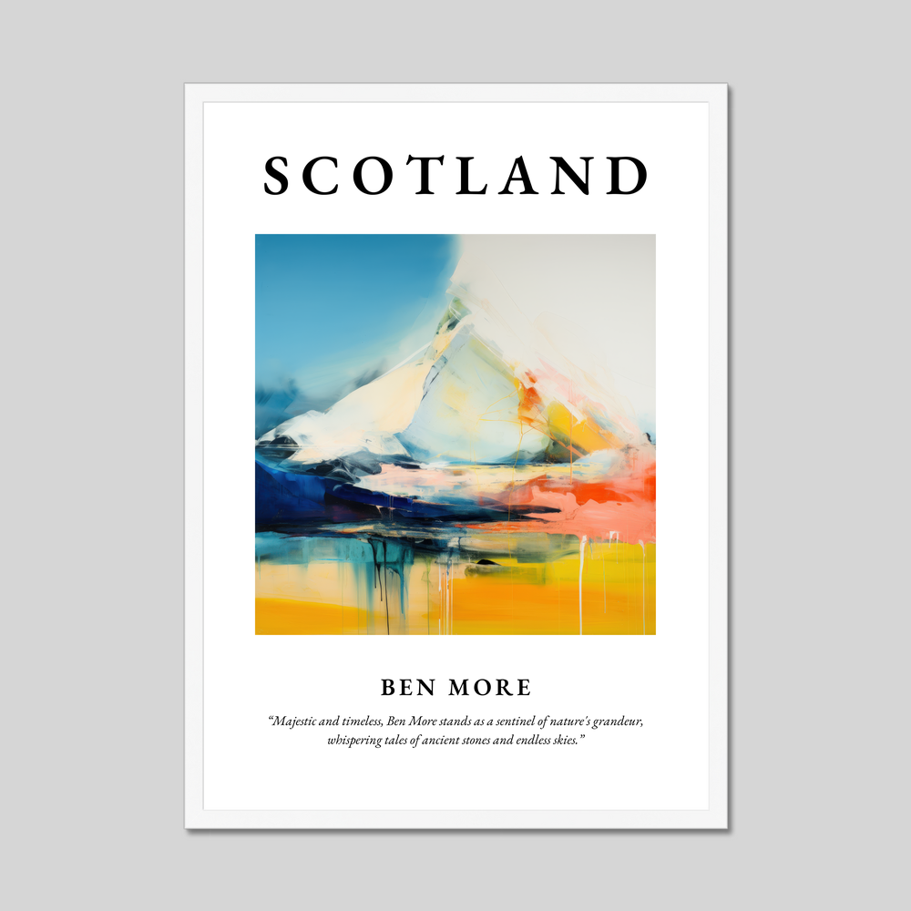 Poster in a white frame with the word Scotland