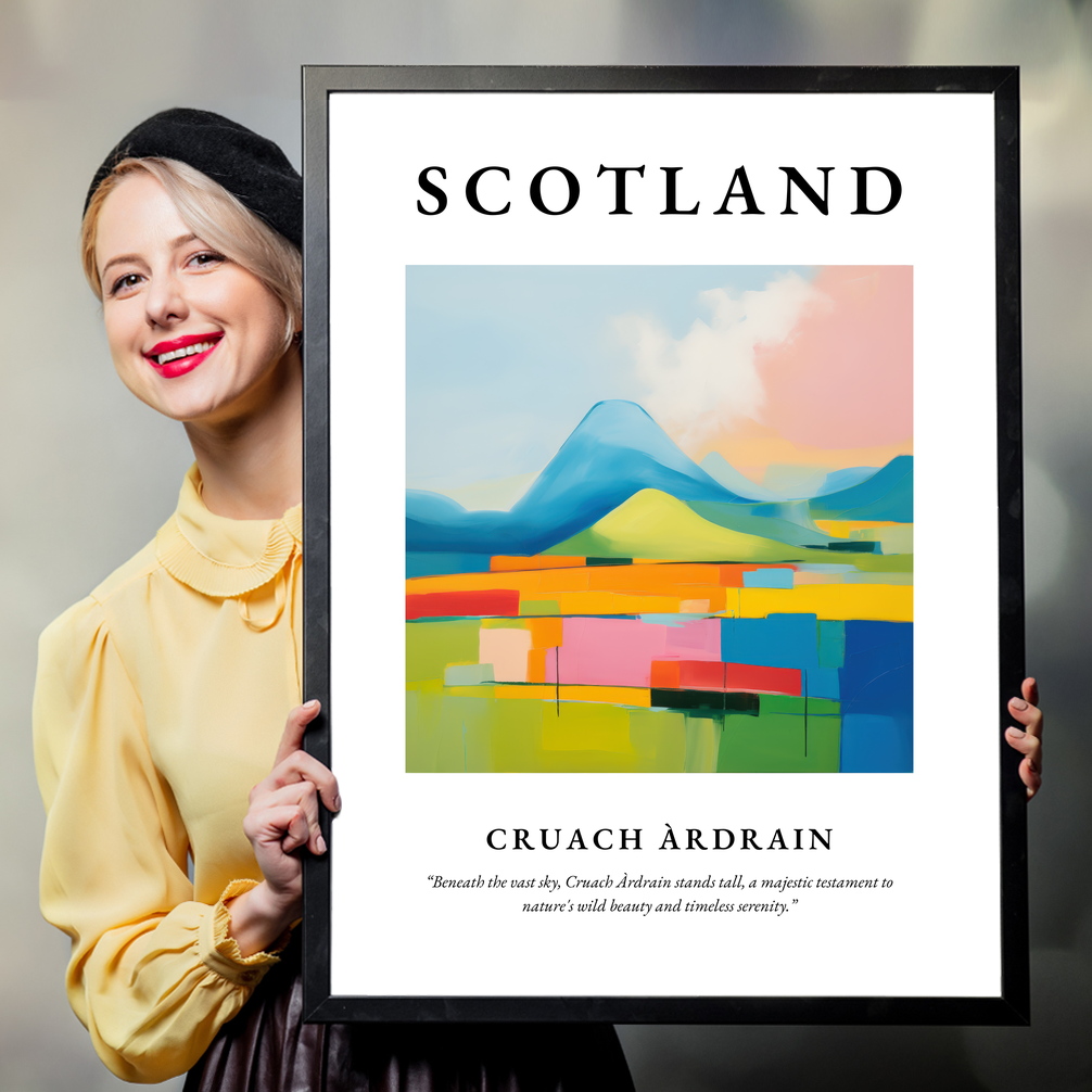 Person holding a poster of Cruach Àrdrain