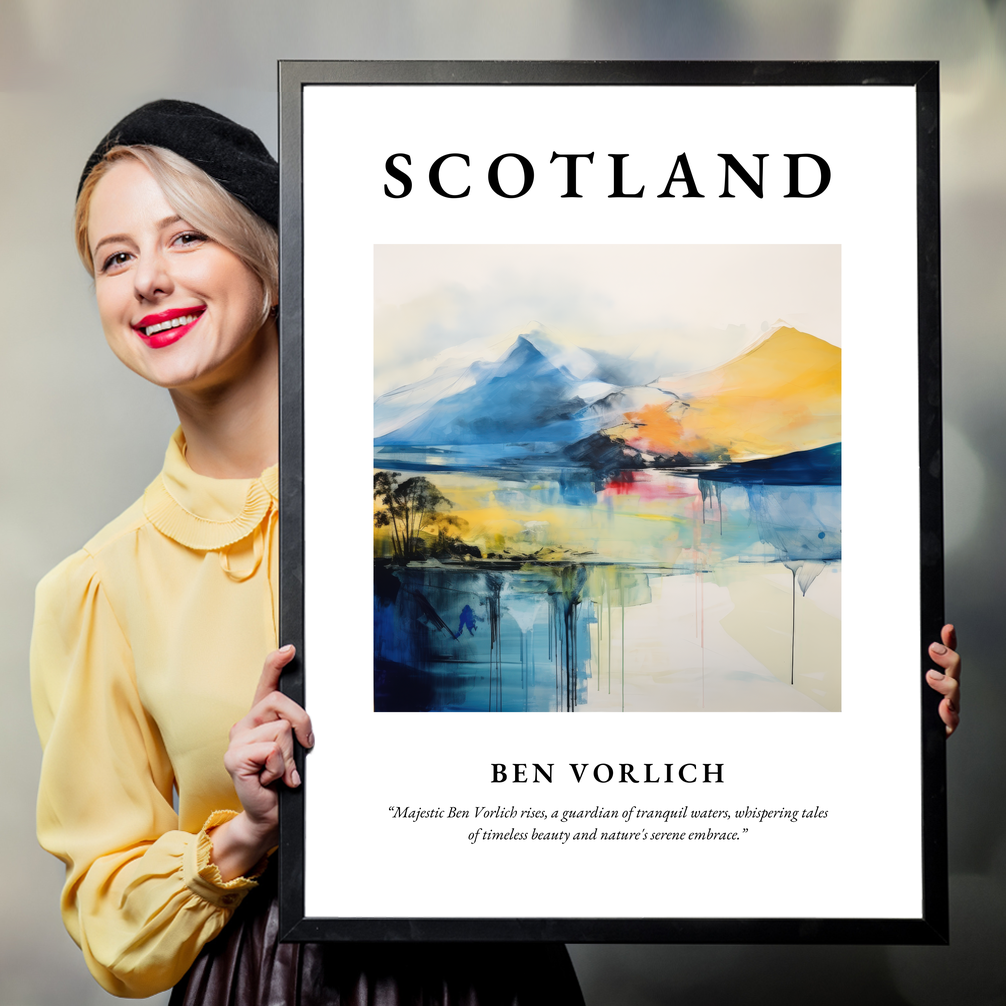 Person holding a poster of Ben Vorlich