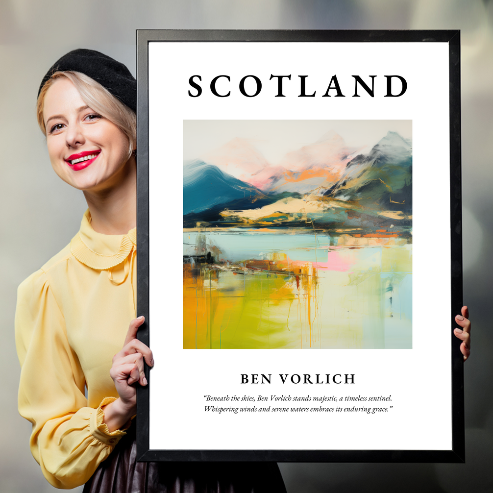 Person holding a poster of Ben Vorlich