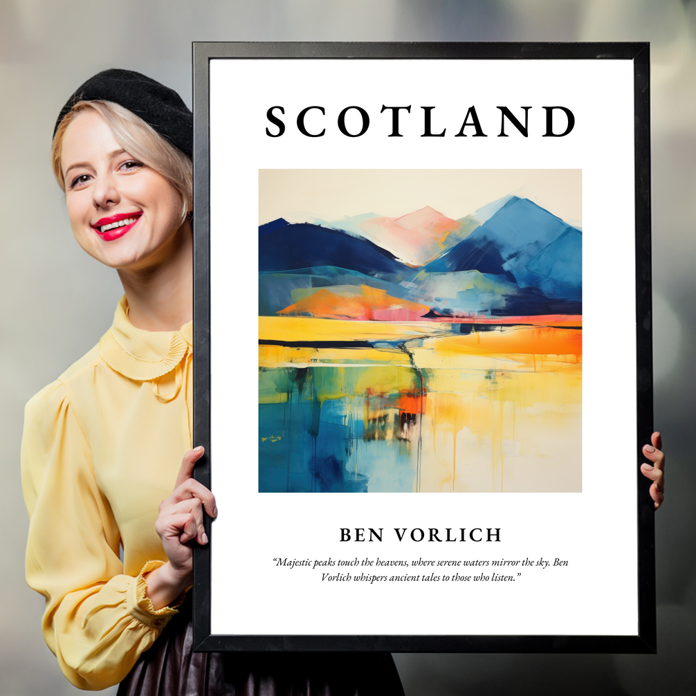 Person holding a poster of Ben Vorlich