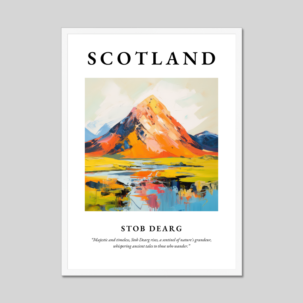 Poster in a white frame with the word Scotland