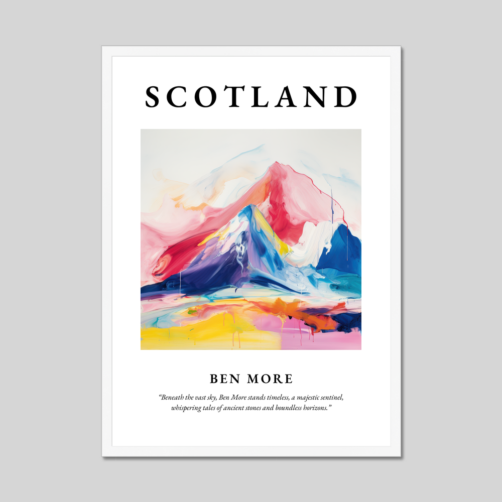 Poster in a white frame with the word Scotland