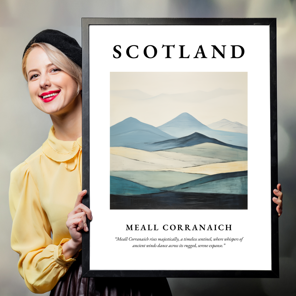 Person holding a poster of Meall Corranaich