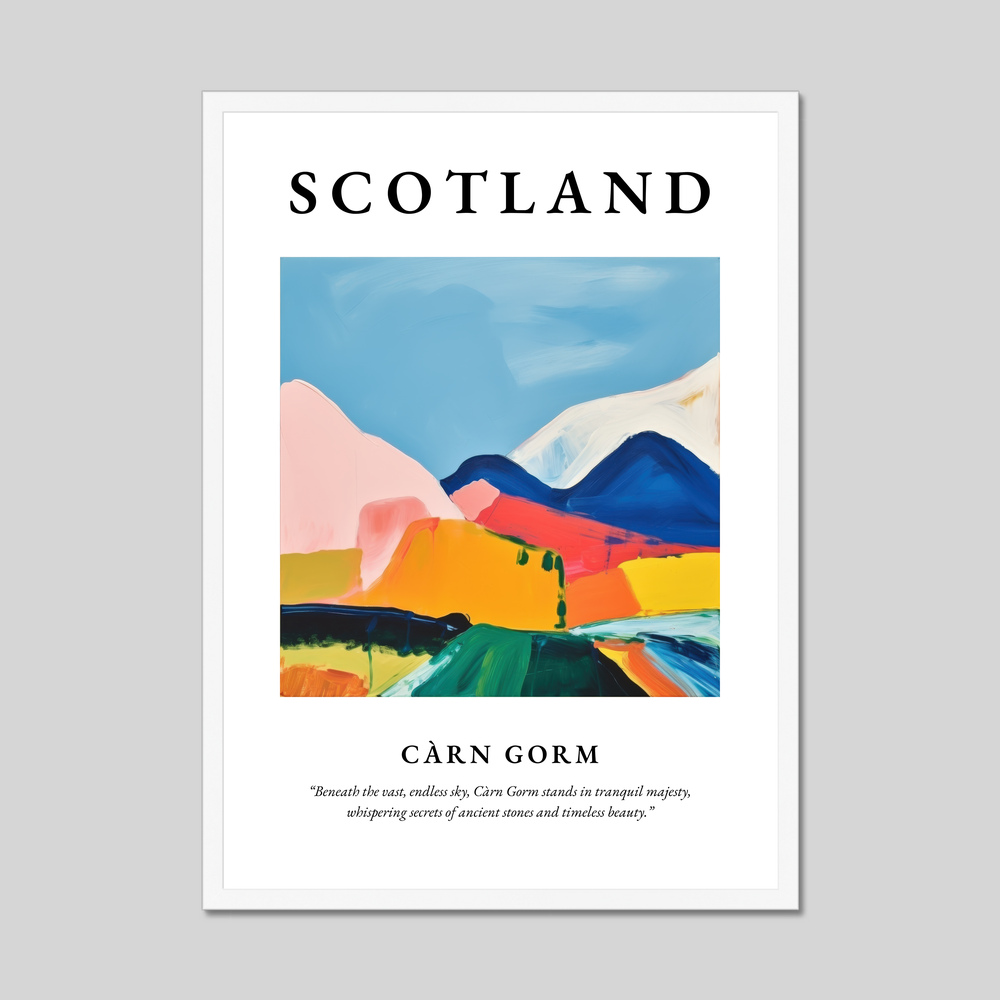 Poster in a white frame with the word Scotland