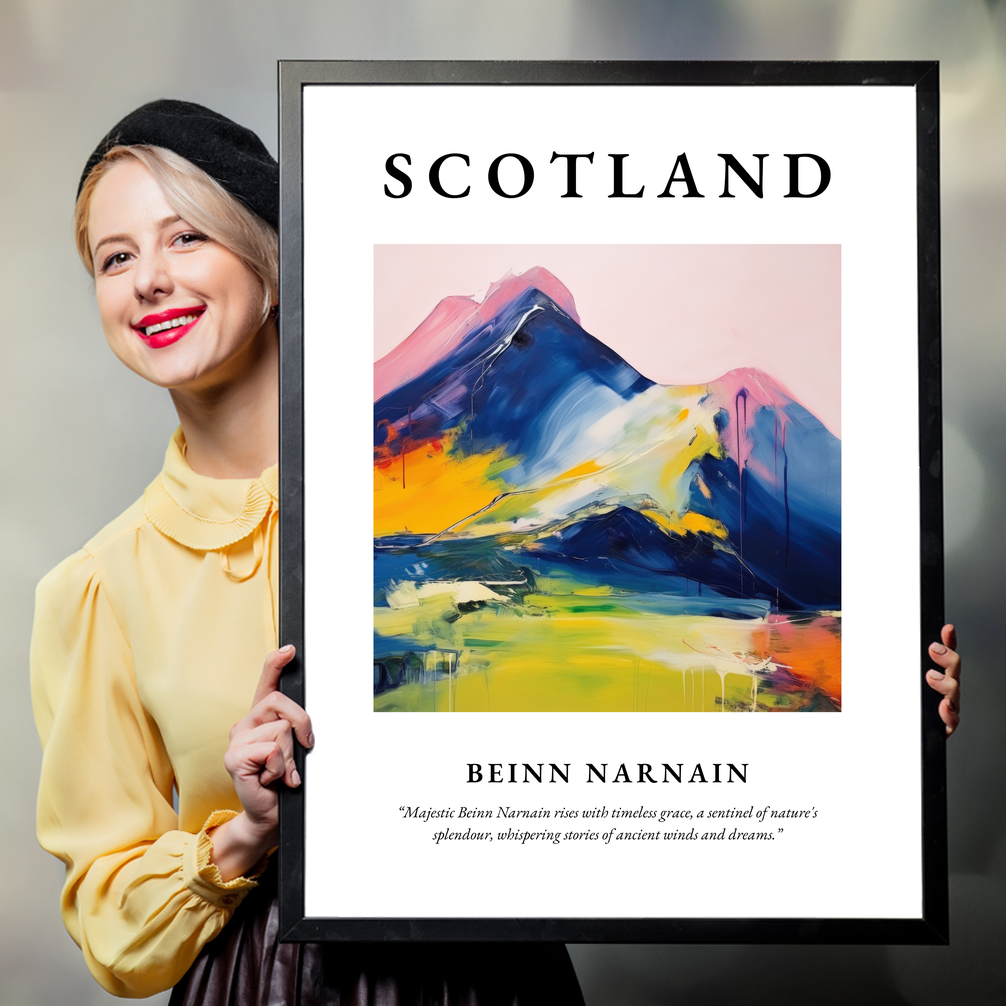 Person holding a poster of Beinn Narnain