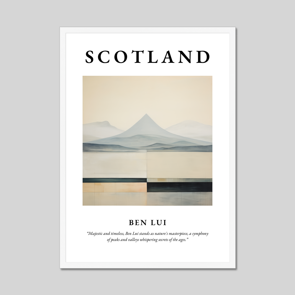 Poster in a white frame with the word Scotland