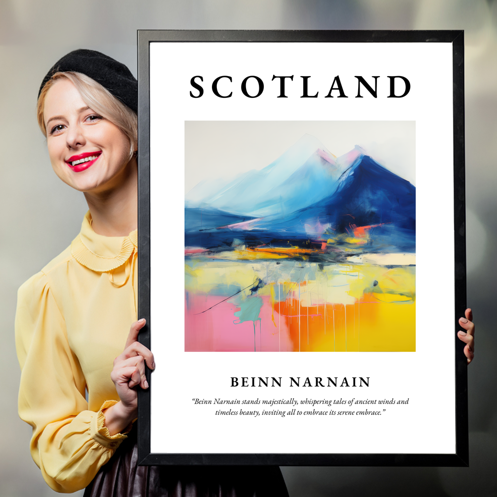 Person holding a poster of Beinn Narnain