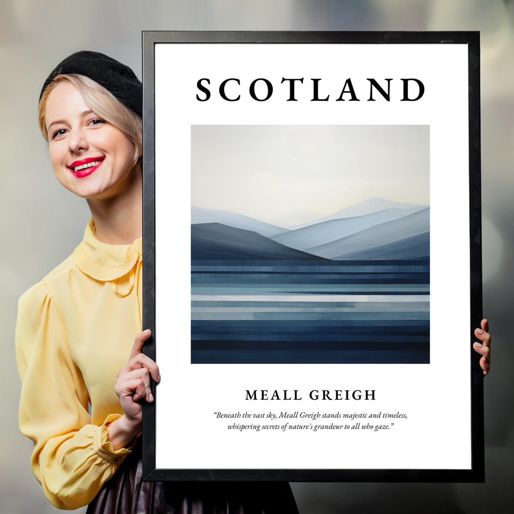 Person holding a poster of Meall Greigh