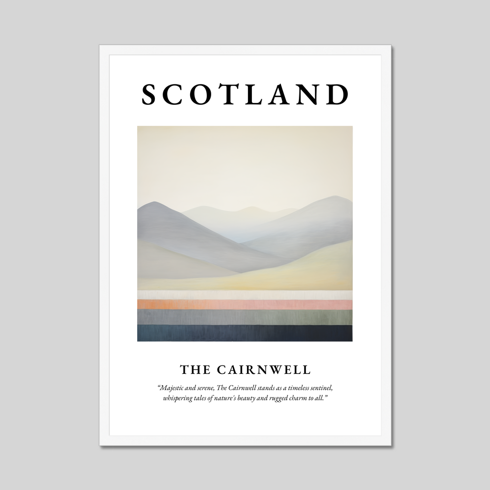 Poster in a white frame with the word Scotland