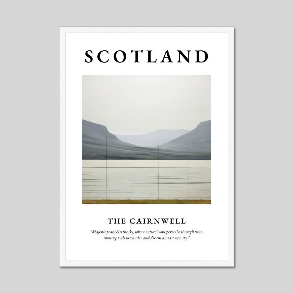 Poster in a white frame with the word Scotland