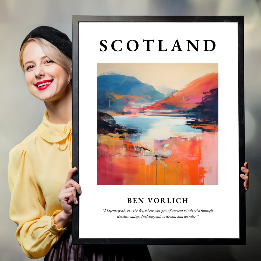 Person holding a poster of Ben Vorlich