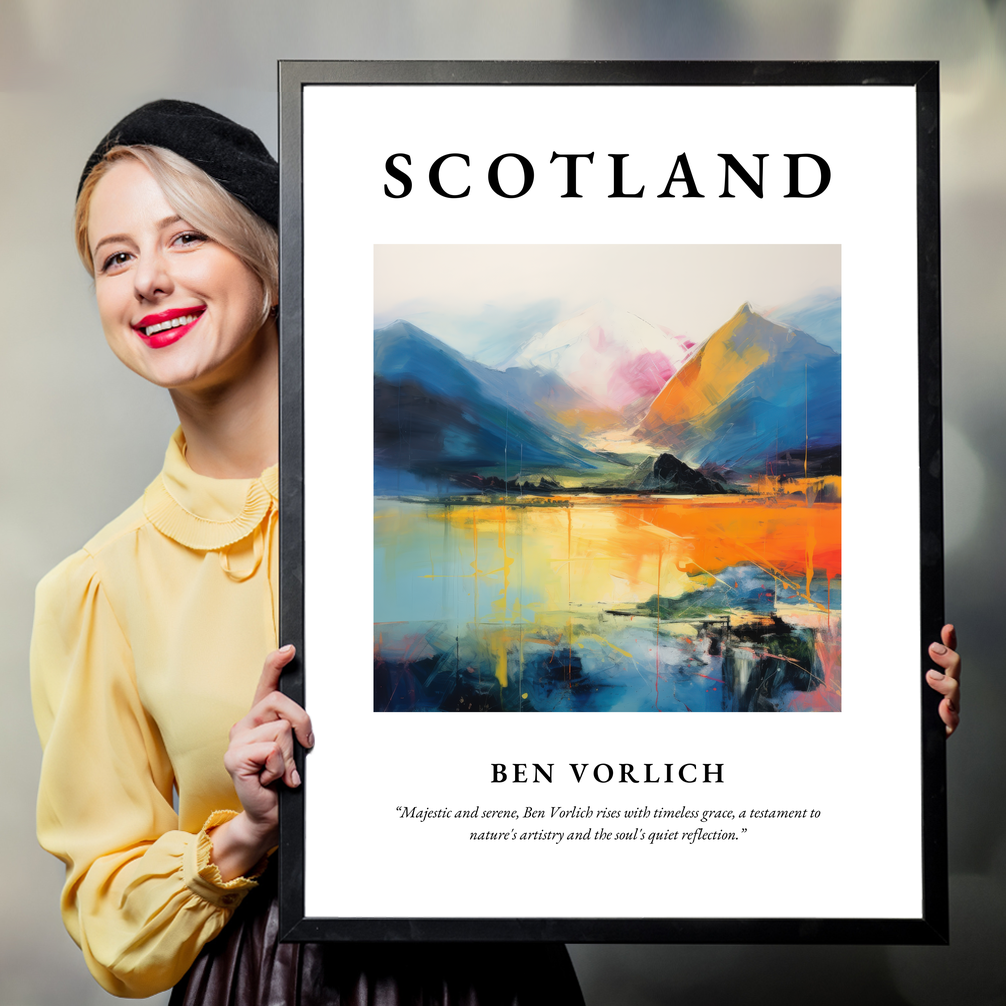 Person holding a poster of Ben Vorlich