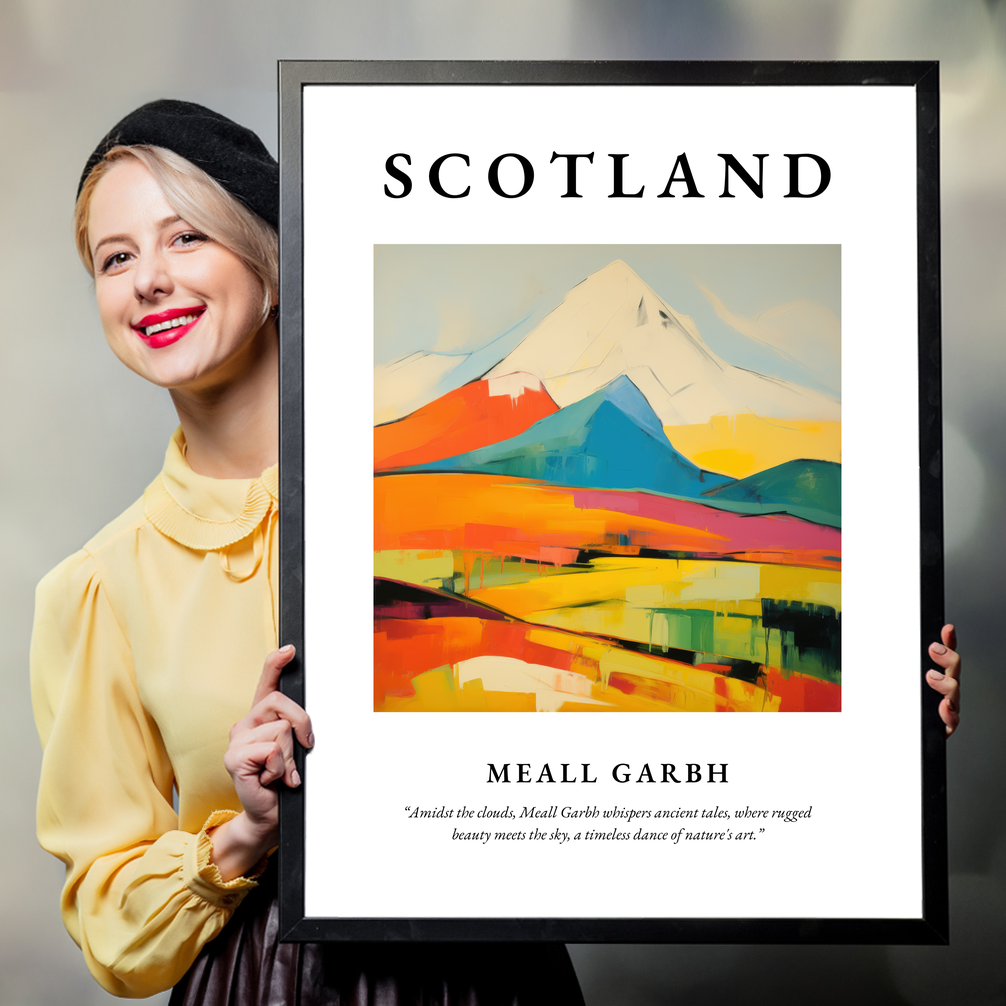 Person holding a poster of Meall Garbh