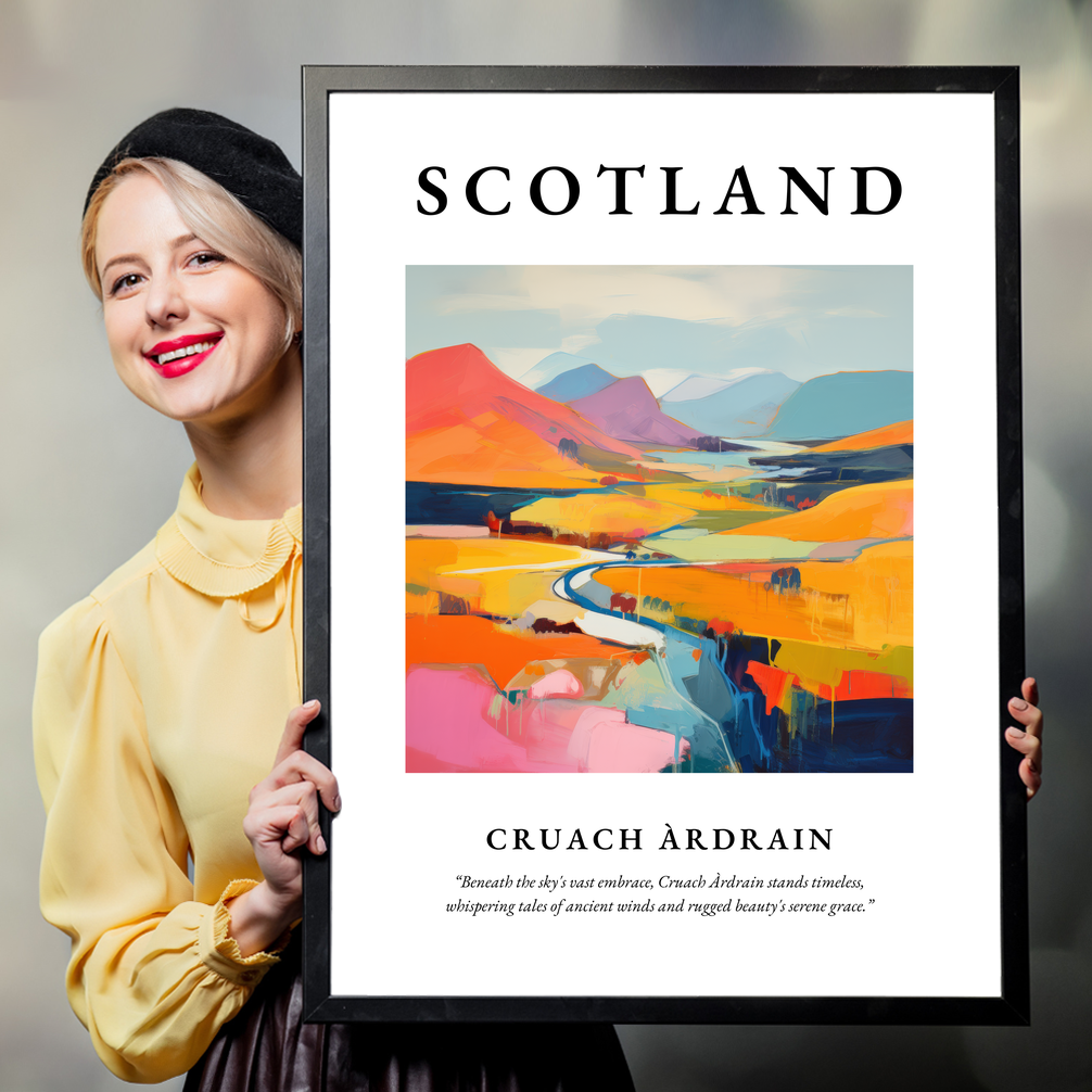 Person holding a poster of Cruach Àrdrain