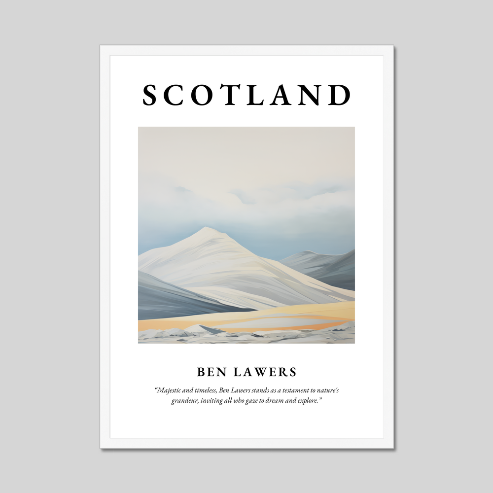 Poster in a white frame with the word Scotland