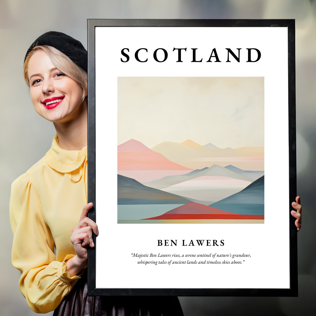 Person holding a poster of Ben Lawers