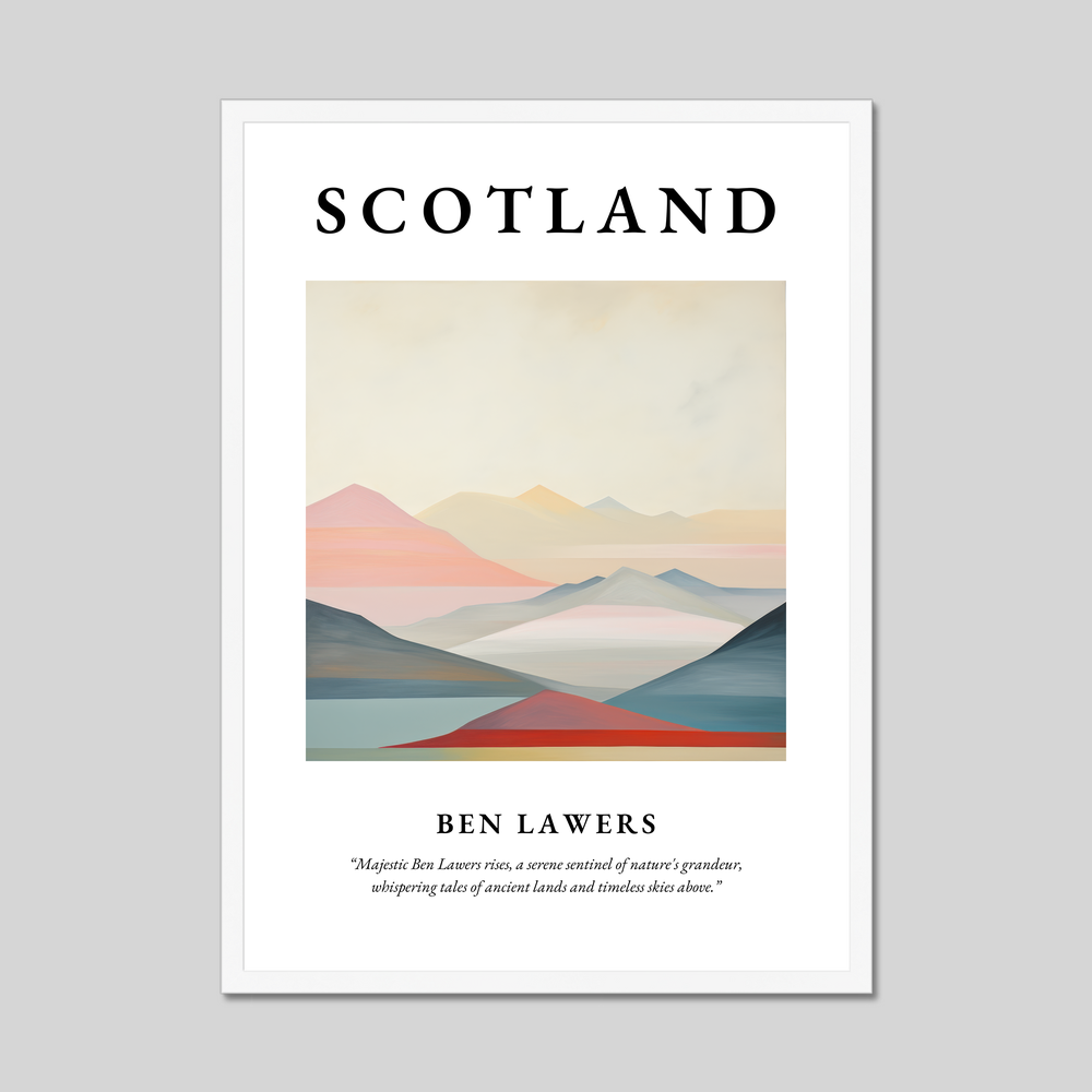 Poster in a white frame with the word Scotland