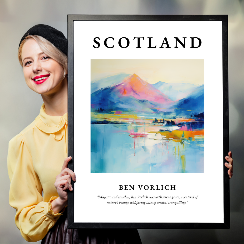 Person holding a poster of Ben Vorlich