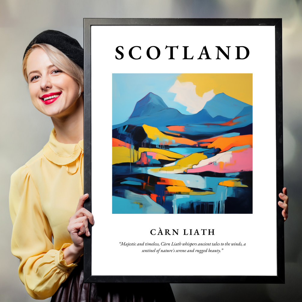 Person holding a poster of Càrn Liath