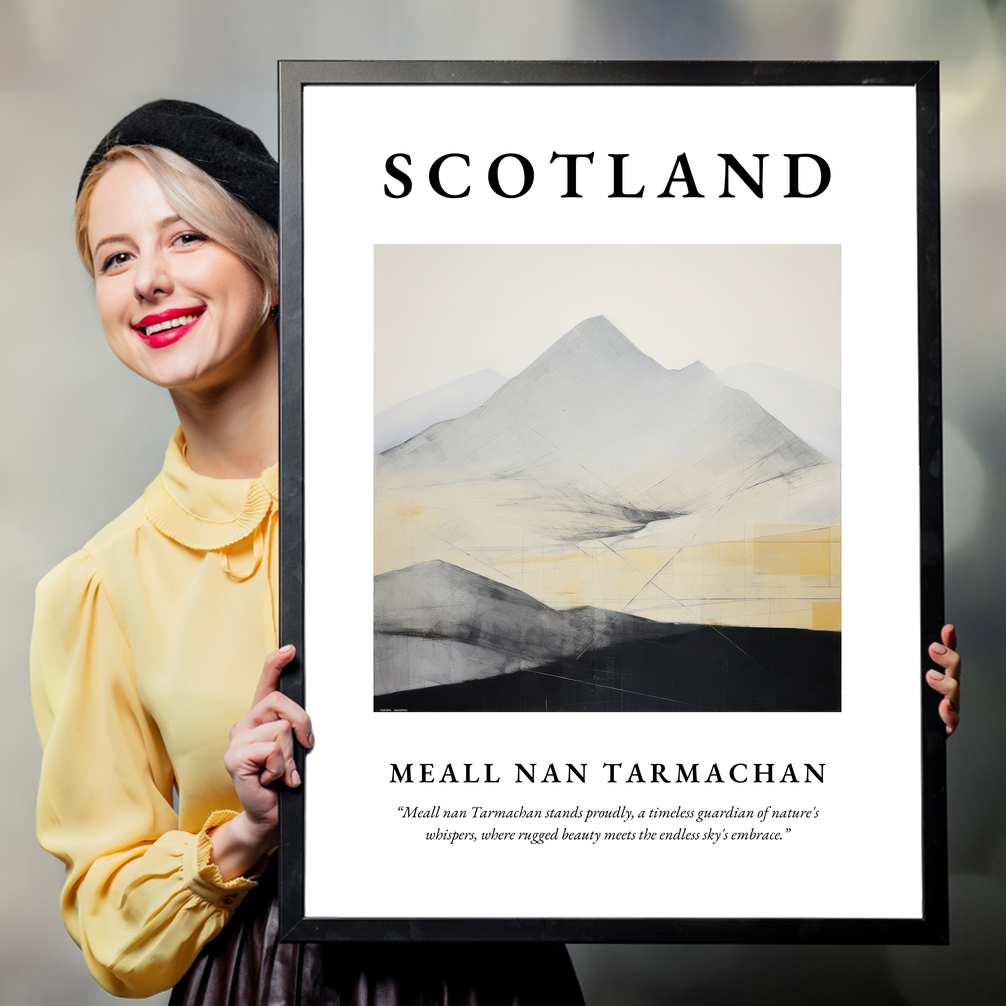 Person holding a poster of Meall nan Tarmachan